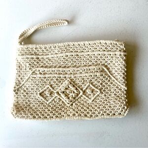 Vintage Cream Macrame Cotton Crochet Wristlet